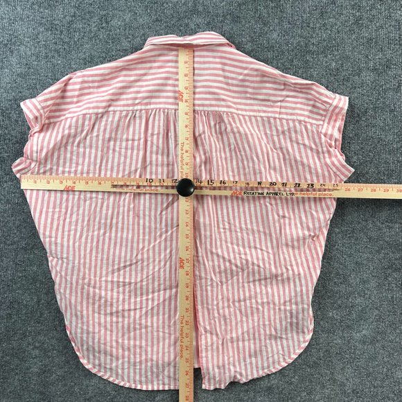 Madewell Button Up Shirt Adult Medium Women Top Pink White Stripe Lightweight - Picture 7 of 12
